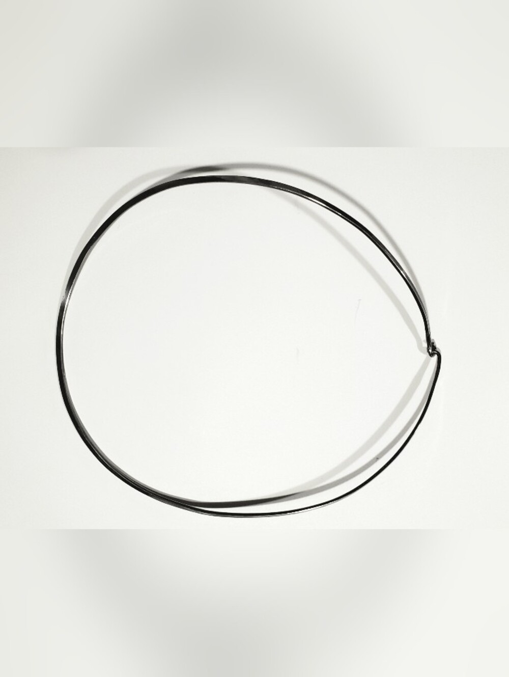 Simple Neck Ring Wire Torque Chic Minimalist Oval kinda 925 Silver Mexico Taxco - Picture 2 of 10